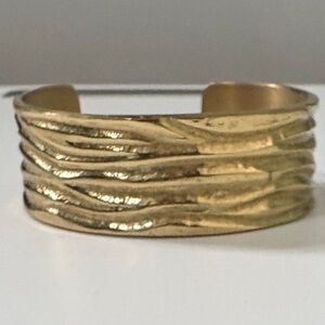 Rustic Cuff Gold Tone Textured Wide Cuff‎ Bracelet